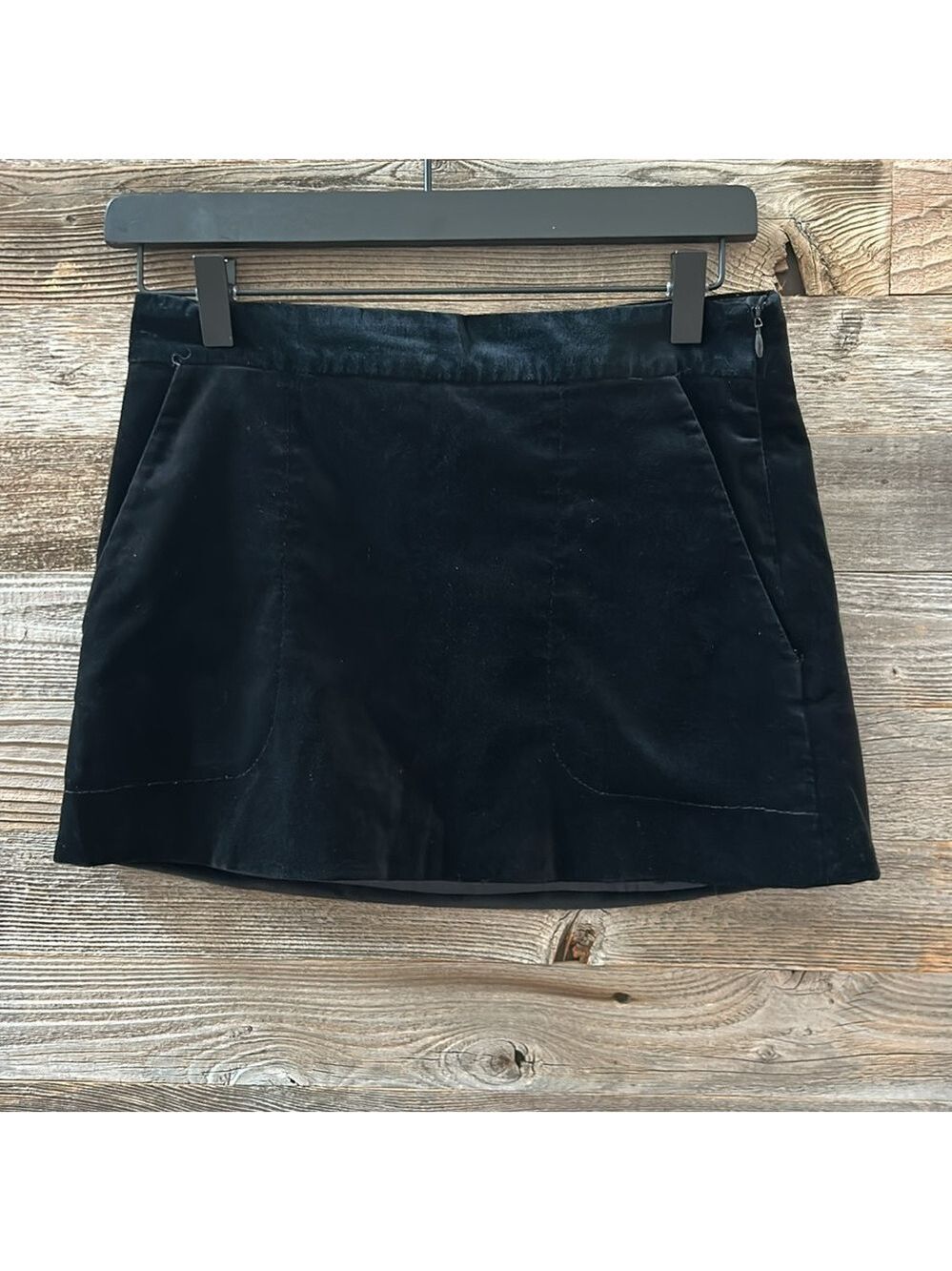 Theory Black Velvet Mini A Line Skirt Size 0